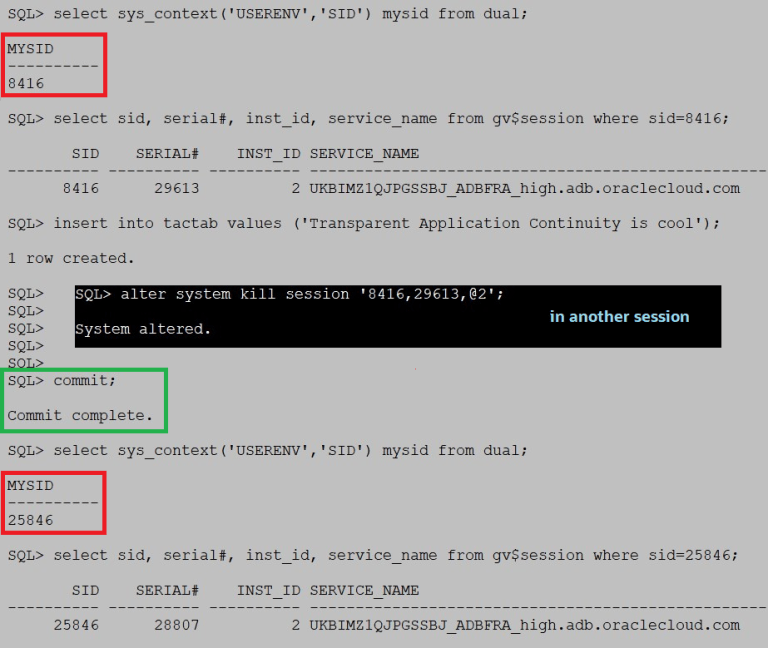 Database Session Status How to Survive a Session Interruption on Oracle Autonomous Database ...